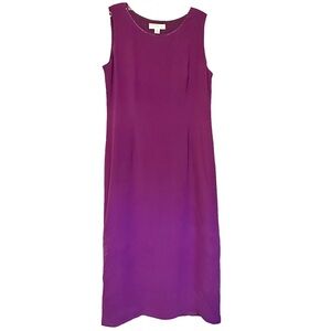 Petite‎ Sophisticate Silk Purple Shift Dress Beaded Neckline NWT Size 12 #48052